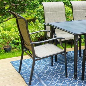 PHI VILLA Outdoor Dining Chairs Set of 4, High Back Textilene Fabric Padded Armchairs with E-Coated Steel Frame for Patio, Porch, Deck, Yard