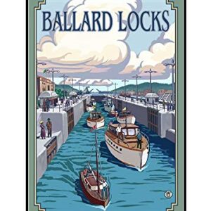 Seattle, Washington, Ballard Locks (24x36 Framed Gallery Wrapped Stretched Canvas)