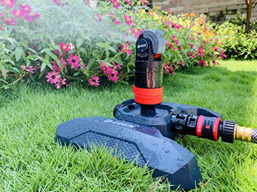 Eden 94124 Multi Pattern Turbo Gear Drive Sprinkler Plus Misting System, with Quick Connect Set, 360 Degree Coverage