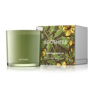 apotheke eden collection luxury scented 3-wick jar candle, saffron vanilla, 32 oz – lily of the valley, jasmine, rose, coconut, musk, strong fragrance, aromatherapy, long lasting, poured in the usa