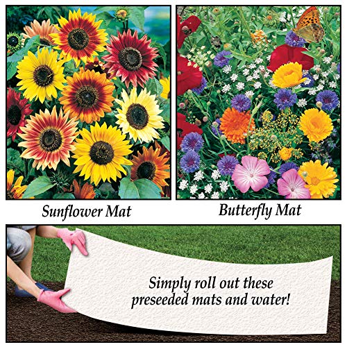 Collections Etc Roll Out Flower Seeded Mats That Attract Butterflies - Set of 2, Butterfly