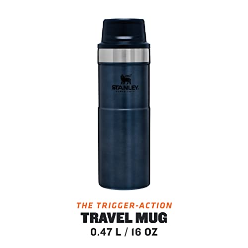 Stanley Classic Trigger Action Travel Mug 0.47L / 16OZ Nightfall ? Leakproof Cup | Hot & Cold Thermos Bottle | Vacuum Insulated Tumbler for Coffee, Tea & Water | BPA Stainless-Steel Travel Flask