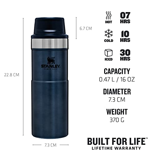 Stanley Classic Trigger Action Travel Mug 0.47L / 16OZ Nightfall ? Leakproof Cup | Hot & Cold Thermos Bottle | Vacuum Insulated Tumbler for Coffee, Tea & Water | BPA Stainless-Steel Travel Flask