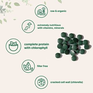 Organic Chlorella Spirulina Tablets, 3000mg Per Serving, 720 Counts, 4 Months Supply, 50/50 Blend Superfood, No Filler, No Additives, Cracked Cell Wall, Rich in Vegan Protein & Chlorophyll