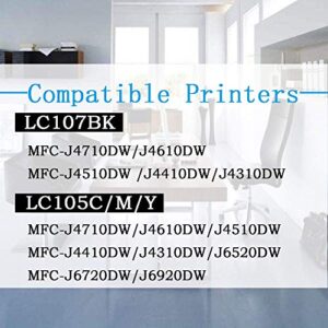 12-Pack ColorPrint Compatible LC107 LC105 Ink Cartridge Replacement for Brother LC107BK LC105C LC105M LC105Y Work with MFC-J4310DW MFC-J4410DW MFC-J4510DW MFC 4610DW J4710DW Printer (3BK, 3C, 3M, 3Y)