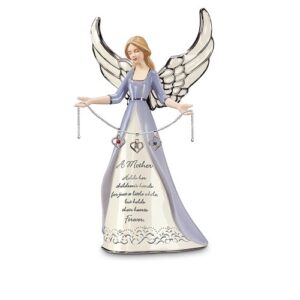 a mother’s heart birthstone charm angel figurine: personalized gift for mom by the bradford editions