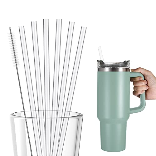 6 Pack Replacement Straws for Stanley Adventure Travel Tumbler, Individually Packaged Reusable Straws Plastic Straws with Cleaning Brush Compatible with Stanley Cup 40 oz, Long Straws for Stanley Cup