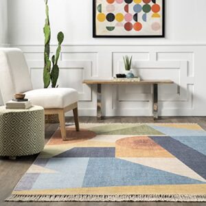 nuLOOM Solène Colorful Geometric Tasseled Area Rug, 8' x 10', Blue