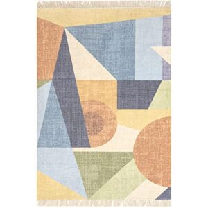 nuLOOM Solène Colorful Geometric Tasseled Area Rug, 8' x 10', Blue