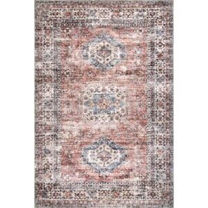 nuLOOM Desna Machine Washable Faded Vintage Area Rug, 9' x 12', Peach