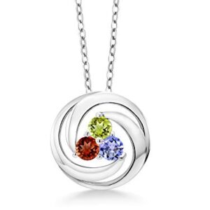 Gem Stone King 925 Sterling Silver Round Birthstones Circle Build Your Own Circle Pendant Necklace For Women With 18 Inch Chain