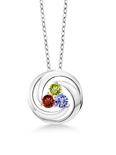 Gem Stone King 925 Sterling Silver Round Birthstones Circle Build Your Own Circle Pendant Necklace For Women With 18 Inch Chain