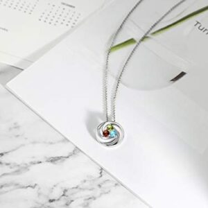 Gem Stone King 925 Sterling Silver Round Birthstones Circle Build Your Own Circle Pendant Necklace For Women With 18 Inch Chain