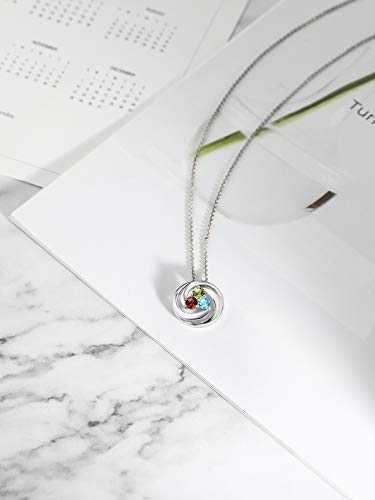 Gem Stone King 925 Sterling Silver Round Birthstones Circle Build Your Own Circle Pendant Necklace For Women With 18 Inch Chain