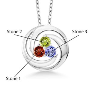 Gem Stone King 925 Sterling Silver Round Birthstones Circle Build Your Own Circle Pendant Necklace For Women With 18 Inch Chain