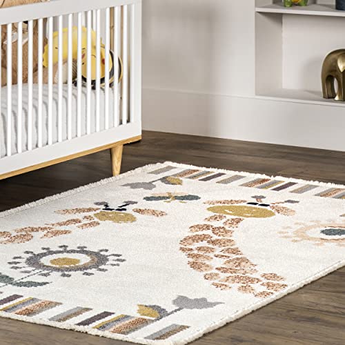 nuLOOM Avianna Giraffe Kids Fringe Area Rug, 8' x 10', Beige