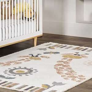 nuLOOM Avianna Giraffe Kids Fringe Area Rug, 8' x 10', Beige