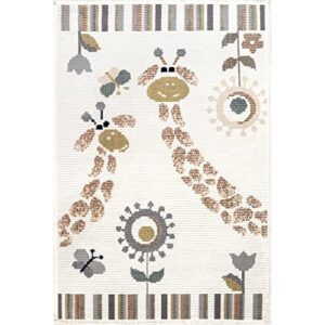 nuLOOM Avianna Giraffe Kids Fringe Area Rug, 8' x 10', Beige