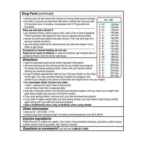 alli Weight Loss Diet Pills, Orlistat 60 mg Capsules, Non Prescription Weight Loss Aid, 120 Count Refill Pack