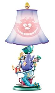 the bradford exchange disney’s alice in wonderland mad hatter’s tea party lamp with cheshire cat shade
