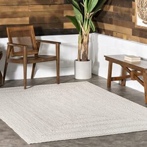 nuloom rowan braided texture indoor/outdoor area rug, 6′ round, ivory