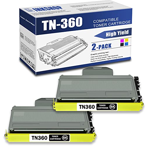 TN360 Compatible TN-360 Black Toner Cartridge Replacement for Brother TN-360 DCP-7030 DCP-7040 HL-2120 HL-2125 MFC-7320 MFC-7040 Toner.(2 Pack)