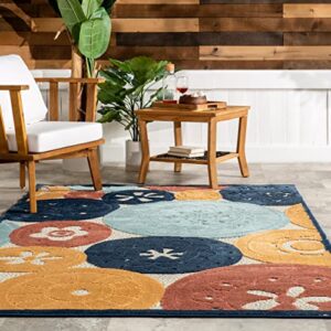 nuLOOM Crissie Coastal Sand Dollar Indoor/Outdoor Area Rug, 8' x 10', Blue