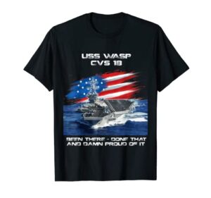 uss wasp cvs-18 aircraft carrier veteran usa flag christmas t-shirt