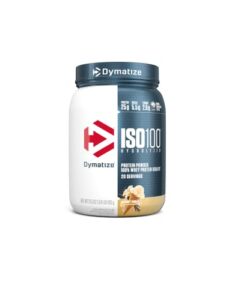 dymatize iso100 hydrolyzed protein powder, 100% whey isolate , 25g of protein, 5.5g bcaas, gluten free, fast absorbing, easy digesting, gourmet vanilla, 20 servings