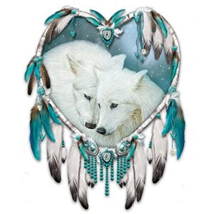 native american-style wolves kindred spirits wall decor dreamcatcher