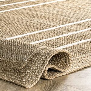 nuLOOM Caile Hand Loomed Raised Geometric Jute Area Rug, 10' x 14', Ivory