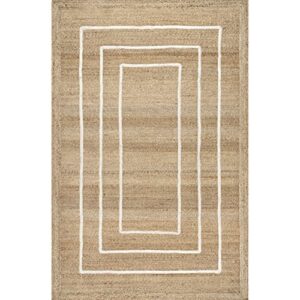 nuLOOM Caile Hand Loomed Raised Geometric Jute Area Rug, 10' x 14', Ivory