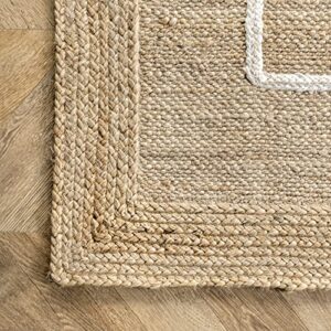 nuLOOM Caile Hand Loomed Raised Geometric Jute Area Rug, 10' x 14', Ivory