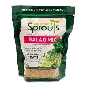 nature jims sprouts salad sprout mix – organic salad mix for growing – non-gmo microgreen seeds – healthy broccoli, alfalfa, radish, clover sprouting seeds variety mix – microgreens growing 1lb