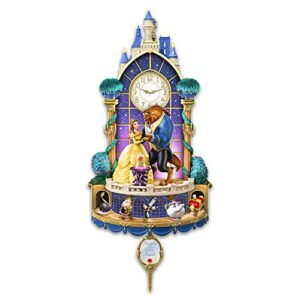the bradford exchange disney beauty and the beast happily ever after illuminated hand-sculpted wall clock
