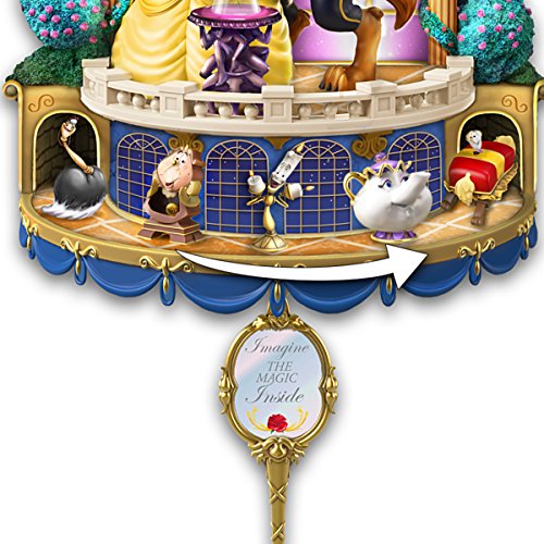 The Bradford Exchange Disney Beauty and The Beast Happily Ever After Illuminated Hand-Sculpted Wall Clock