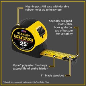 Stanley Tools 33-725 4 Pack 25ft. Fatmax Tape Rule, Yellow