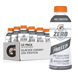 gatorade zero with protein, 10g whey protein isolate, zero sugar, electrolytes, glacier cherry, 16.9 fl oz, 12 pack