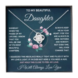 daughter gift from mom mother daughter necklace birthday graduation christmas jewelry gifts for my beautiful daugther adult daughter with message card and gift box. gift for daughter. daughter gift. necklace for daughter gift (standard box, chapters squee