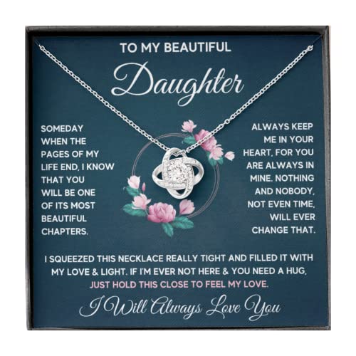 Daughter Gift From Mom Mother Daughter Necklace Birthday Graduation Christmas Jewelry Gifts For My Beautiful Daugther Adult Daughter with Message Card and Gift Box. Gift for Daughter. Daughter Gift. Necklace for Daughter Gift (Standard Box, Chapters Squee