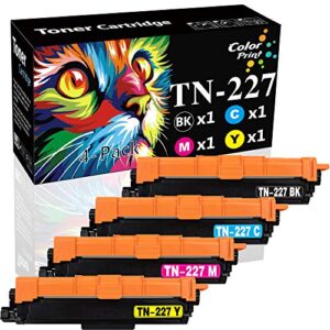 (4-pack, bk,c,m,y) colorprint compatible tn227 toner cartridge replacement for brother tn-227 tn227 tn223 work with hl-l3210cw hl l3230cdw l3710cdw l3270cdw mfc-l3710cw mfc l3750cdw l3770cdw printer