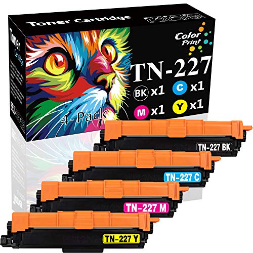 (4-Pack, BK,C,M,Y) ColorPrint Compatible TN227 Toner Cartridge Replacement for Brother TN-227 TN227 TN223 Work with HL-L3210CW HL L3230CDW L3710CDW L3270CDW MFC-L3710CW MFC L3750CDW L3770CDW Printer