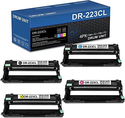 BERY INK DR223CL DR-223CL Compatible DR223 DR-223 High Yield Drum Unit Replacement for Brother HL-3230CDW MFC-L3750CDW HL-3210CW DCP-L3510CDW DCP-L3550CDW HL-3290CDW Printer (4-Pack, 1BK+1C+1M+1Y)