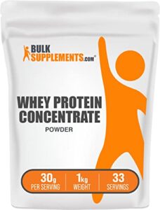 bulksupplements.com whey protein concentrate powder – whey protein powder – protein powder unflavored – flavorless protein powder – 30g per serving, 33 servings (1 kilogram – 2.2 lbs)