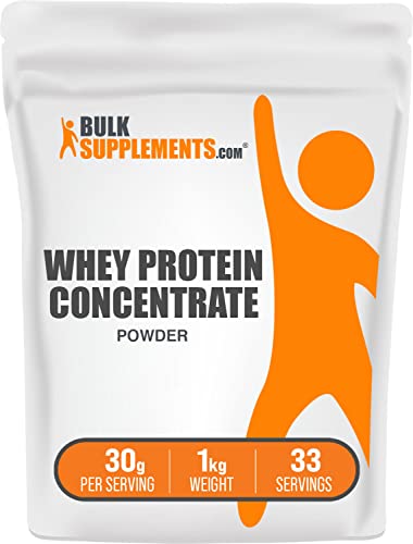 BULKSUPPLEMENTS.COM Whey Protein Concentrate Powder - Whey Protein Powder - Protein Powder Unflavored - Flavorless Protein Powder - 30g per Serving, 33 Servings (1 Kilogram - 2.2 lbs)