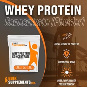 BULKSUPPLEMENTS.COM Whey Protein Concentrate Powder - Whey Protein Powder - Protein Powder Unflavored - Flavorless Protein Powder - 30g per Serving, 33 Servings (1 Kilogram - 2.2 lbs)