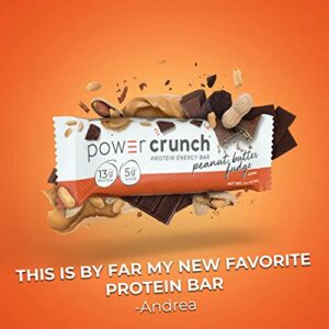 Power Crunch Whey Protein Wafer Bars, High Protein Snacks with Delicious Taste, Peanut Butter Fudge, 1.4 Ounce (12 Count)