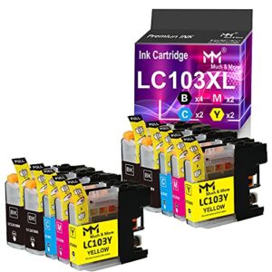 mm much & more compatible ink cartridge replacement for brother lc103 lc101 lc103xl to use with mfc-j870dw mfc-j6920dw mfc-j6520dw mfc-j450dw mfc-j470dw (10 pack, 4 black, 2 cyan, 2 magenta, 2 yellow)