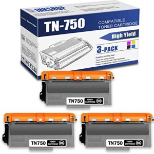 tn750 compatible tn-750 black high yield toner cartridge replacement for brother tn-750 hl-5440d hl-5450dn dcp-8110dn dcp-8150dn mfc-8710dw toner.(3 pack)