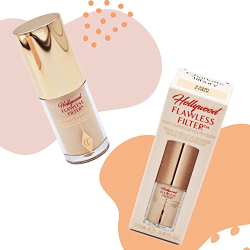 Charlotte Tilbury Mini Hollywood Flawless Filter, Travel Size, 2 Fair - Customizable Face Liquid Makeup Booster, Tinted Primer, Foundation, Highlighter, Moisturizer